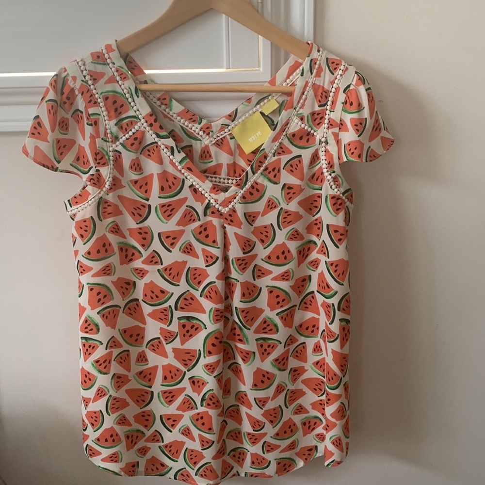 Anthropologie Maeve watermelon blouse